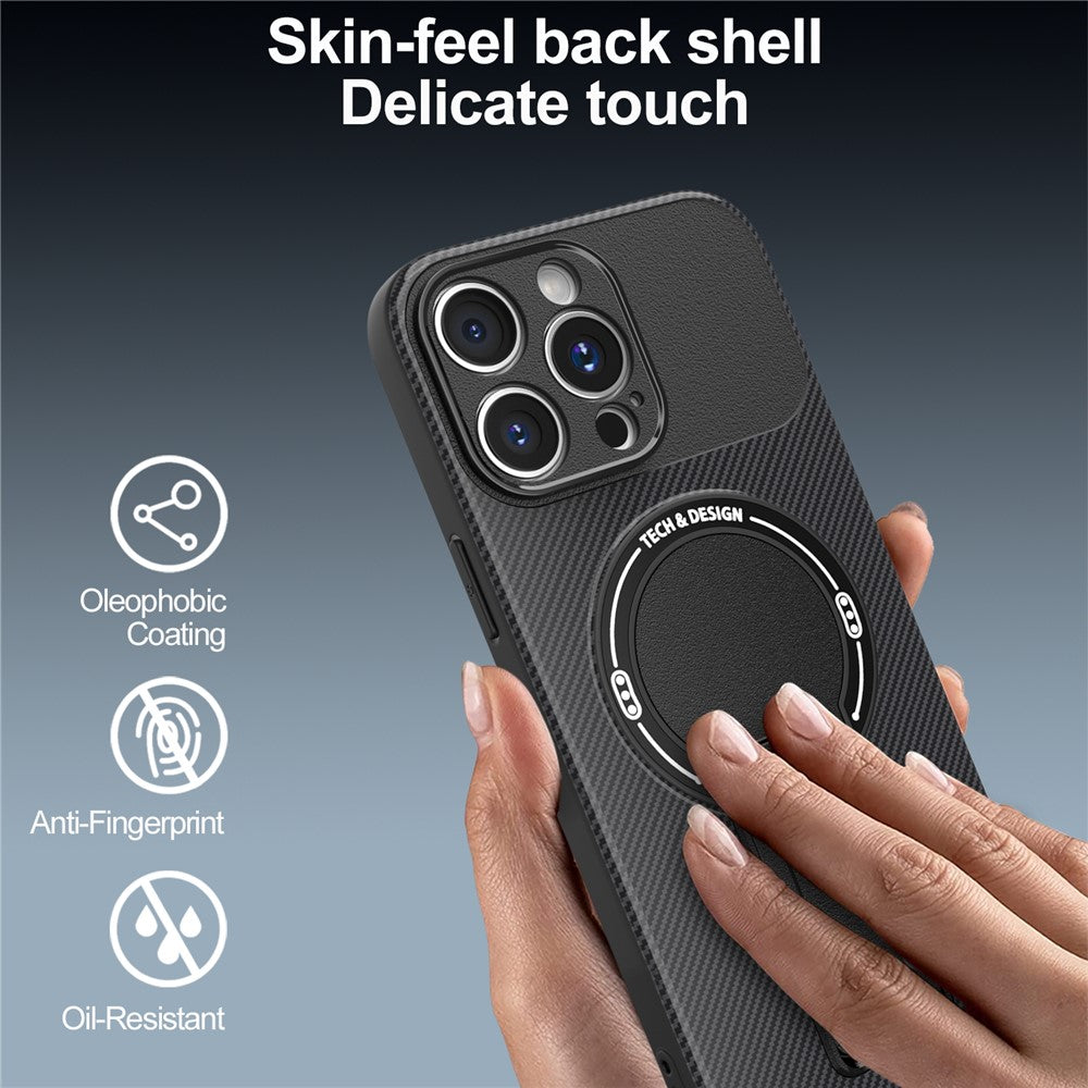 For iPhone 12 Pro Case with Kickstand Carbon Fiber Texture PC + TPU Phone Cover