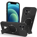 Til iPhone 12 cover med støttefod kulfibertekstur PC + TPU telefoncover