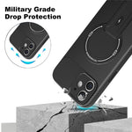 Til iPhone 12 cover med støttefod kulfibertekstur PC + TPU telefoncover
