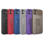 Til iPhone 12 cover med støttefod kulfibertekstur PC + TPU telefoncover