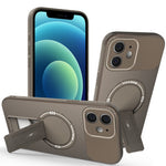 Til iPhone 12 cover med støttefod kulfibertekstur PC + TPU telefoncover