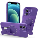 Til iPhone 12 cover med støttefod kulfibertekstur PC + TPU telefoncover