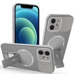 Til iPhone 12 cover med støttefod kulfibertekstur PC + TPU telefoncover