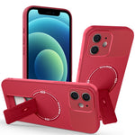 Til iPhone 12 cover med støttefod kulfibertekstur PC + TPU telefoncover