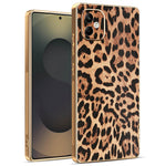 Til Samsung Galaxy A06 4G Etui Leopardprint PU Læderbelagt PC + TPU Galvaniserings Telefoncover