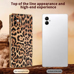 Til Samsung Galaxy A06 4G Etui Leopardprint PU Læderbelagt PC + TPU Galvaniserings Telefoncover