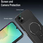 For Samsung Galaxy A06 4G Case with Kickstand Carbon Fiber Texture PC + TPU Phone Cover