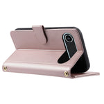 For iPhone Air Case Wallet Rhombus Grid PU Leather Phone Cover with Shoulder Strap / Wrist Strap