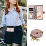 For Oppo Reno14 Pro 5G (Global) Case Wallet Rhombus Grid PU Leather Phone Cover with Shoulder Strap / Wrist Strap