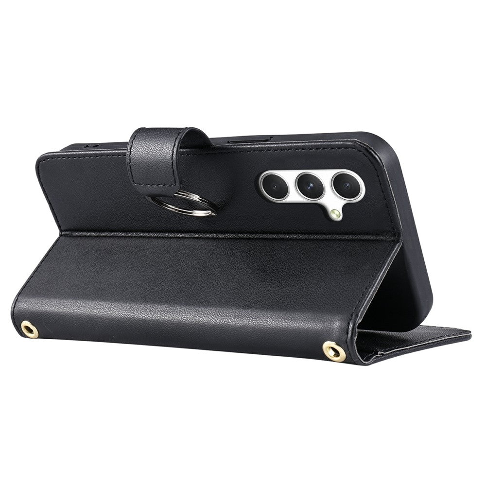 Cover til Samsung Galaxy A18 5G / A18 4G / A17 5G / A17 4G / A26 5G / A16 5G / A16 4G med ringlukning, pung, rombemønster, skulderrem og læderbeskyttelse