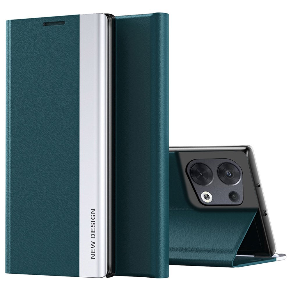 For Oppo Reno8 5G (Global Version) PU Leather Flip Stand Cover Electroplating Fall-proof Phone Case