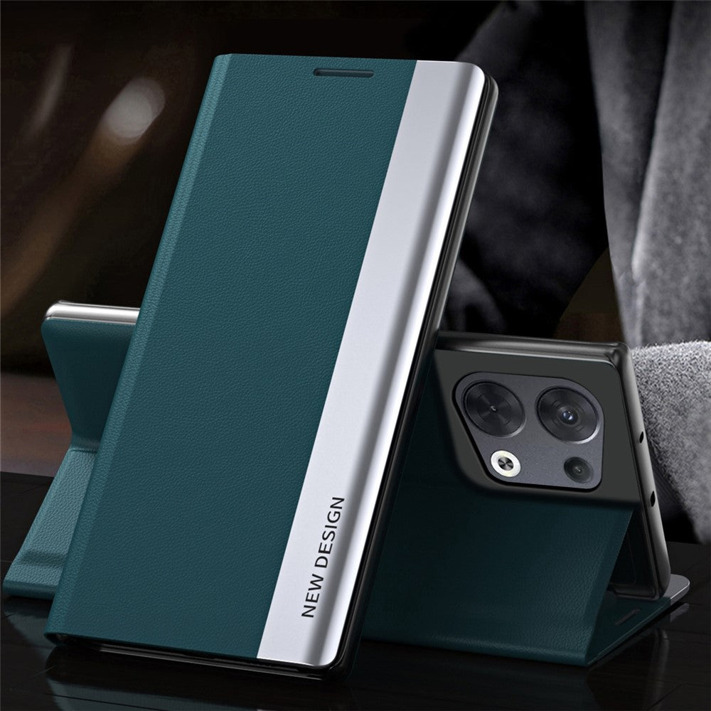 For Oppo Reno8 5G (Global Version) PU Leather Flip Stand Cover Electroplating Fall-proof Phone Case
