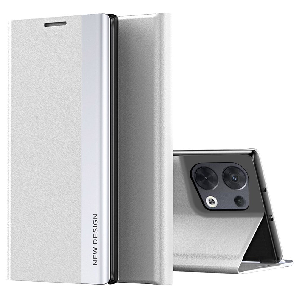 For Oppo Reno8 5G (Global Version) PU Leather Flip Stand Cover Electroplating Fall-proof Phone Case