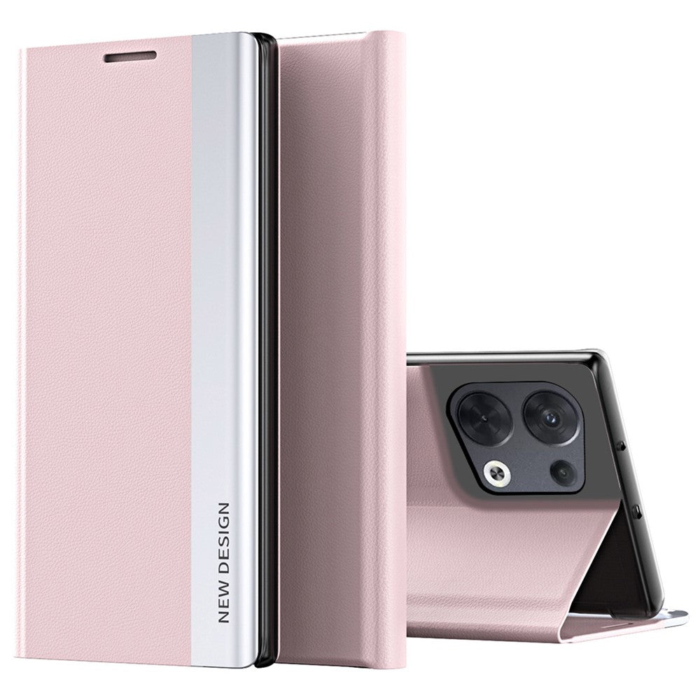 For Oppo Reno8 5G (Global Version) PU Leather Flip Stand Cover Electroplating Fall-proof Phone Case
