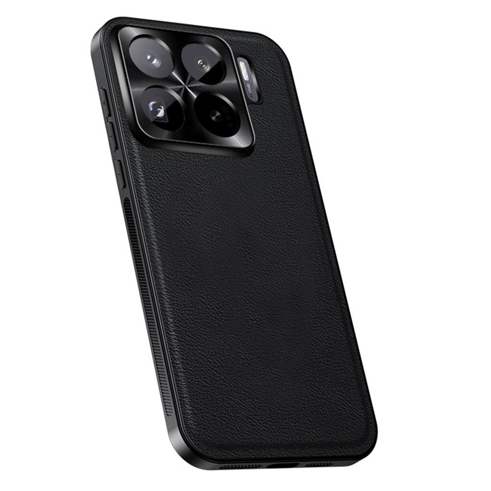 For Xiaomi 15S Pro Case PU + TPU + PC Phone Back Cover with Metal Lens Frame