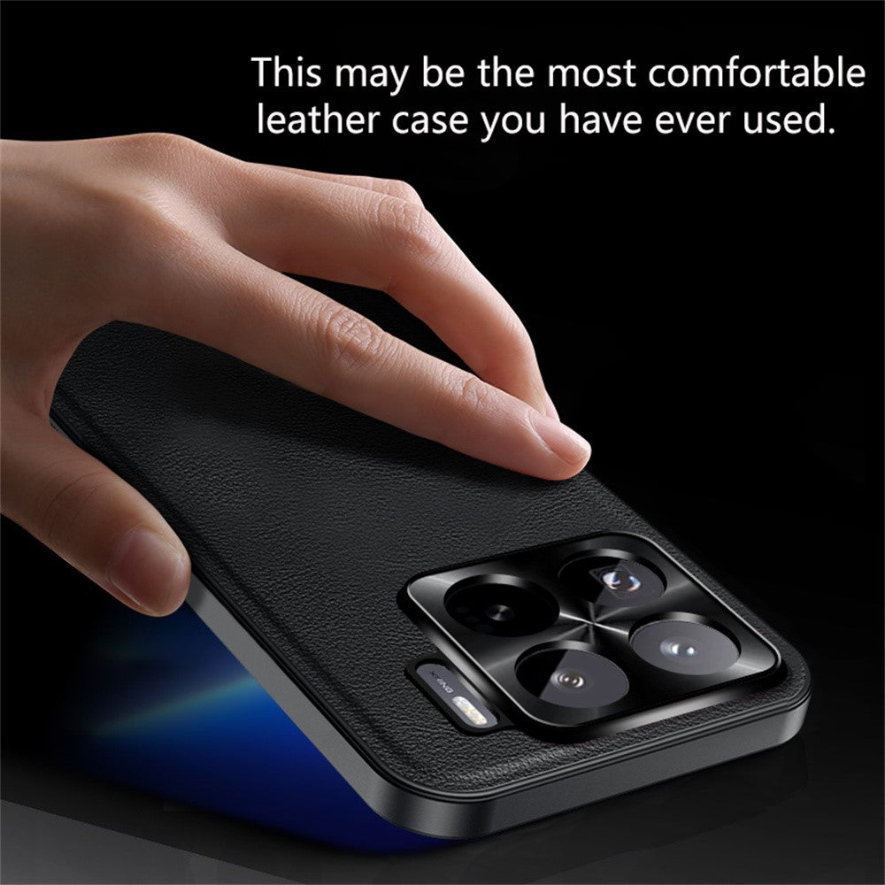 For Xiaomi 15S Pro Case PU + TPU + PC Phone Back Cover with Metal Lens Frame