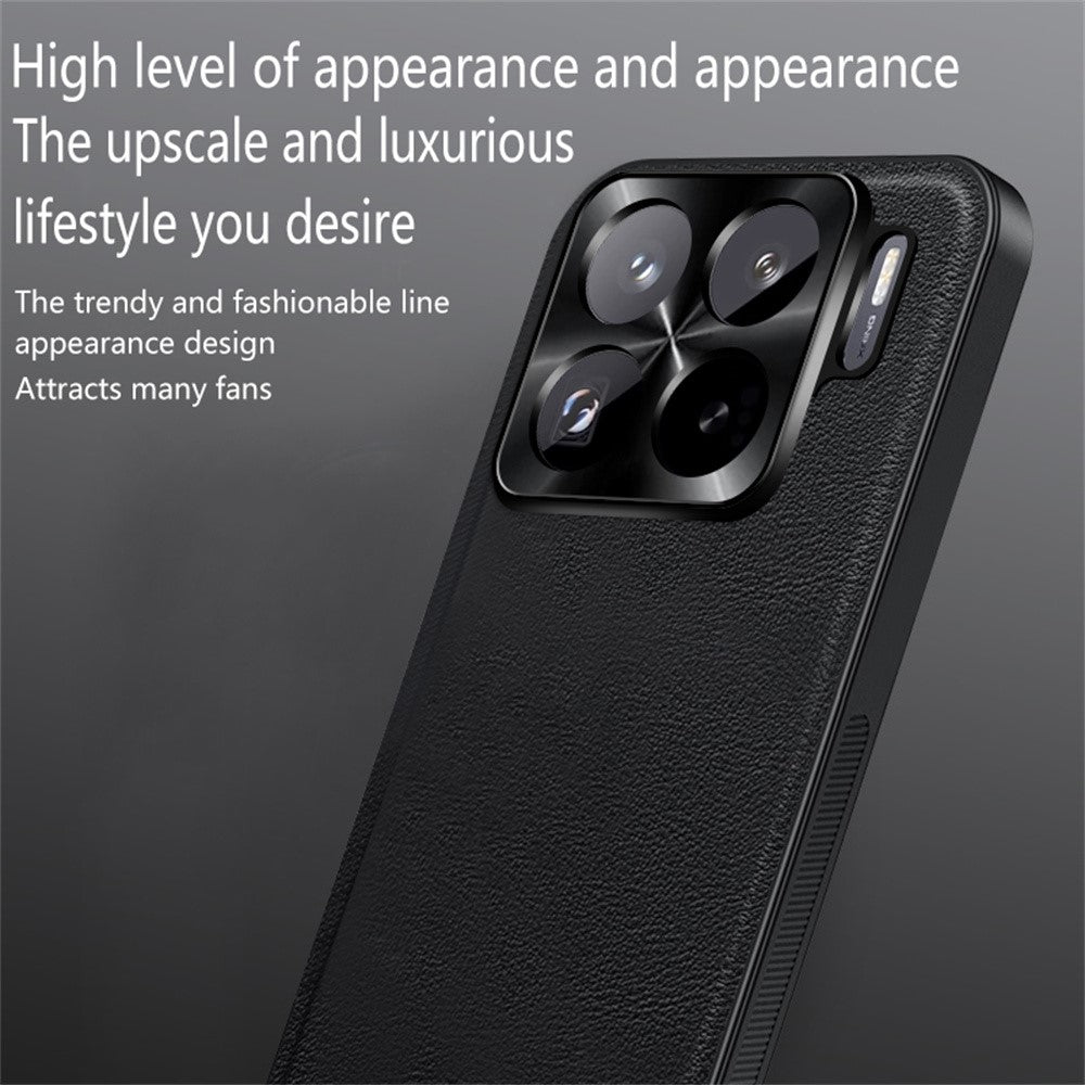 For Xiaomi 15S Pro Case PU + TPU + PC Phone Back Cover with Metal Lens Frame