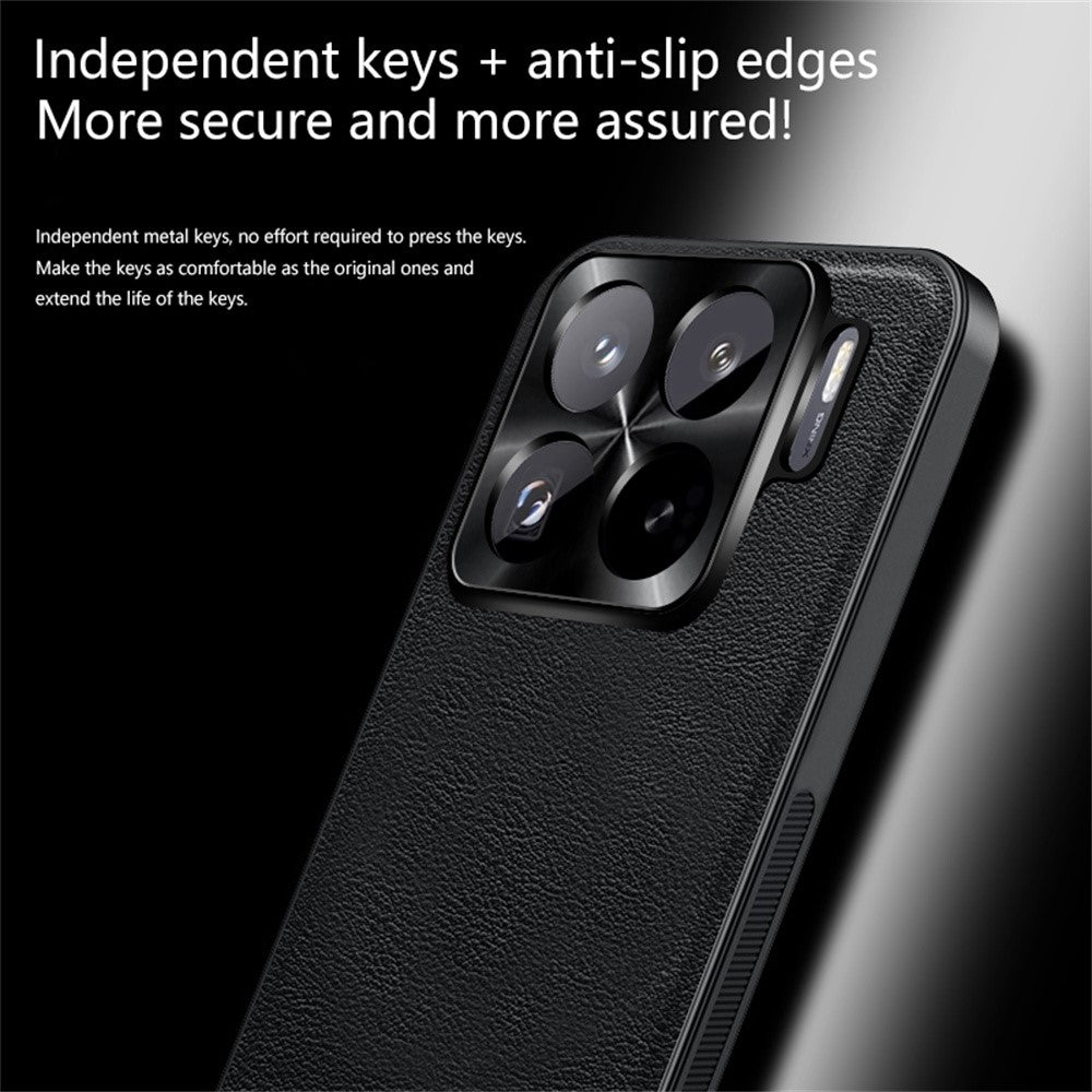For Xiaomi 15S Pro Case PU + TPU + PC Phone Back Cover with Metal Lens Frame