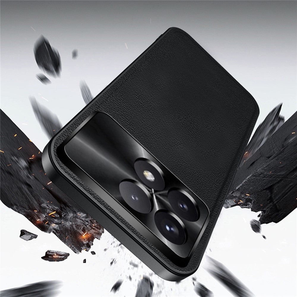 For Xiaomi Redmi K70E 5G / Poco X6 Pro 5G Case PU + TPU + PC Phone Back Cover with Metal Lens Frame