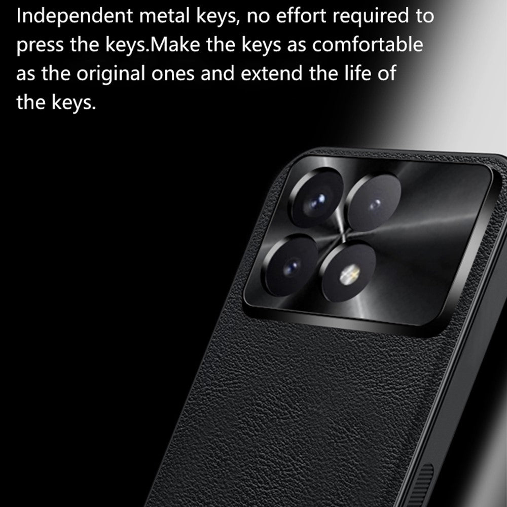 For Xiaomi Redmi K70E 5G / Poco X6 Pro 5G Case PU + TPU + PC Phone Back Cover with Metal Lens Frame