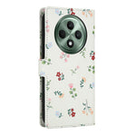 Pung til Oppo Reno12 F 5G / 4G / F27 5G med rombisk blomstermønster, læderflip-etui med rem
