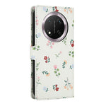 Wallet Case for Honor X9c 5G / Magic7 Lite 5G / X60 Pro 5G Rhombic Floral Design Leather Flip Phone Cover with Strap