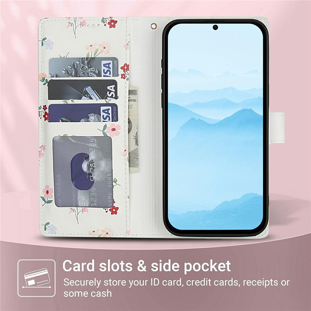Wallet Case for Honor X9c 5G / Magic7 Lite 5G / X60 Pro 5G Rhombic Floral Design Leather Flip Phone Cover with Strap