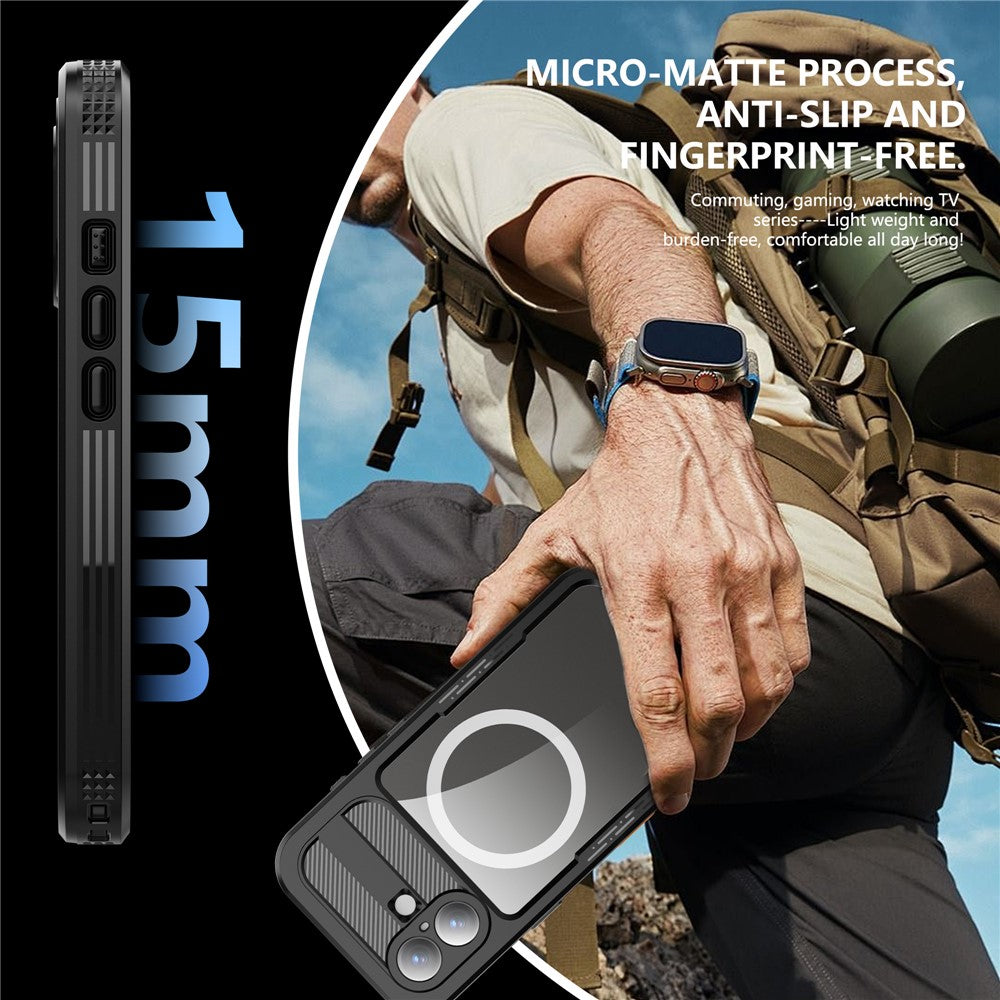 SHELLBOX för iPhone 17 IP68 vattentätt skal kompatibelt med MagSafe genomskinligt mobilfodral