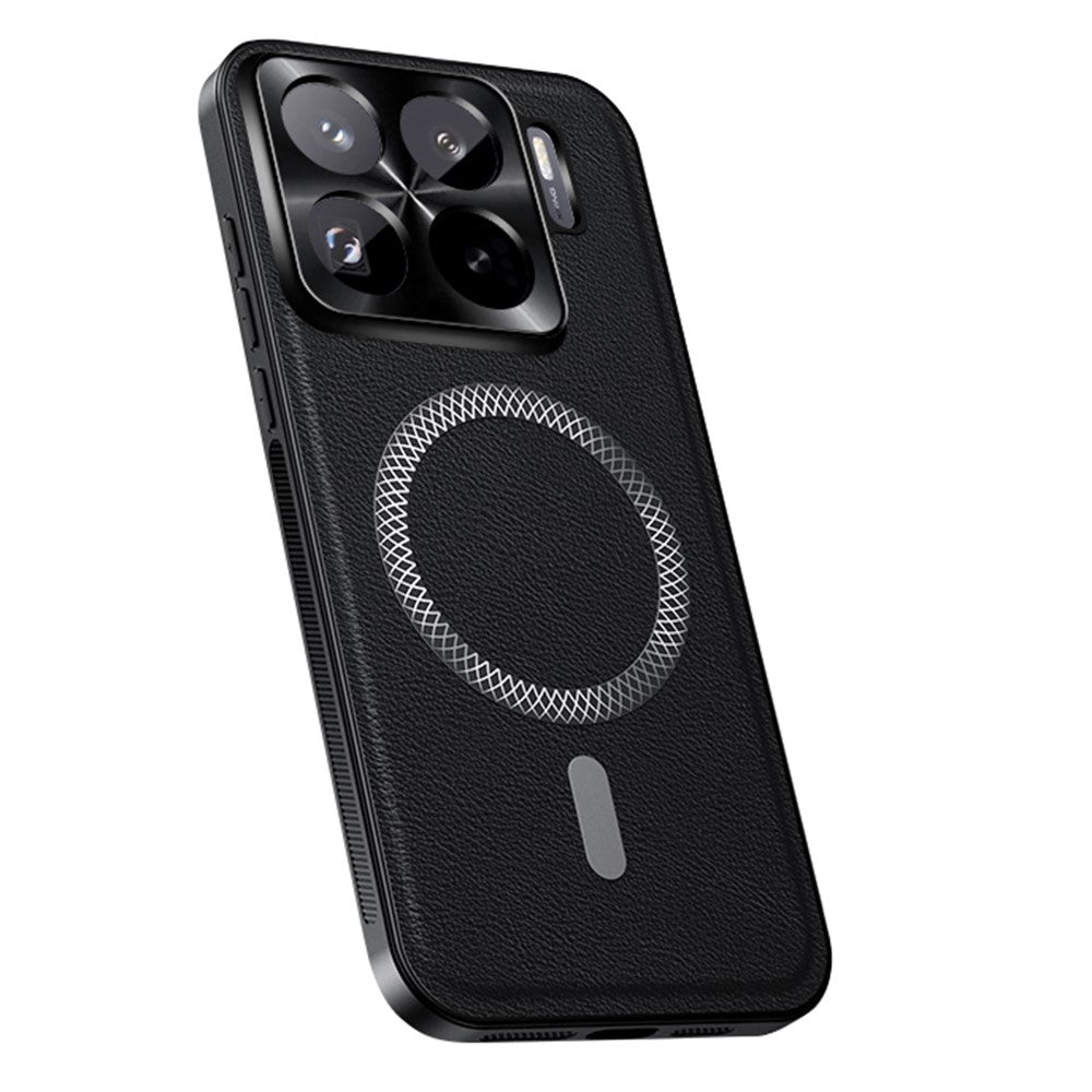 For Xiaomi 15S Pro Magnetic Case PU TPU PC Phone Back Cover with Metal Lens Frame