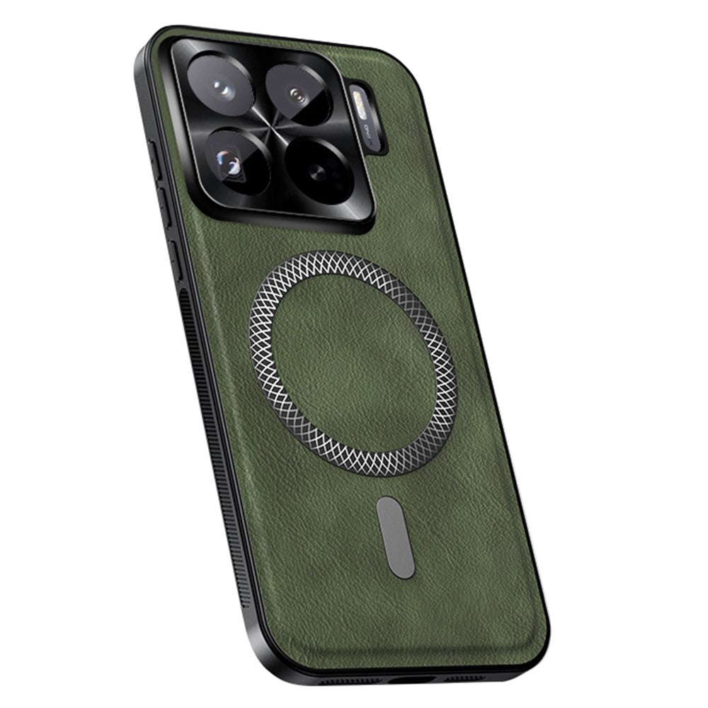 For Xiaomi 15S Pro Magnetic Case PU TPU PC Phone Back Cover with Metal Lens Frame