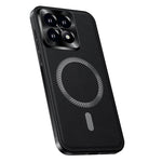 Magnetisk cover til Xiaomi 14T Pro, PU TPU PC-mobilbagside med metallisk objektivramme