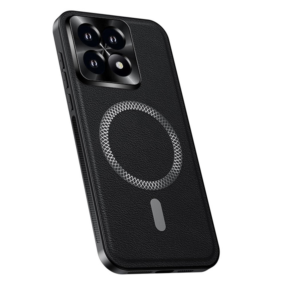 Magnetisk cover til Xiaomi 14T Pro, PU TPU PC-mobilbagside med metallisk objektivramme