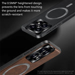 Magnetisk cover til Xiaomi 14T Pro, PU TPU PC-mobilbagside med metallisk objektivramme