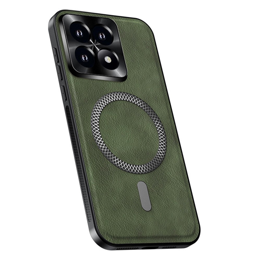 Magnetisk cover til Xiaomi 14T Pro, PU TPU PC-mobilbagside med metallisk objektivramme