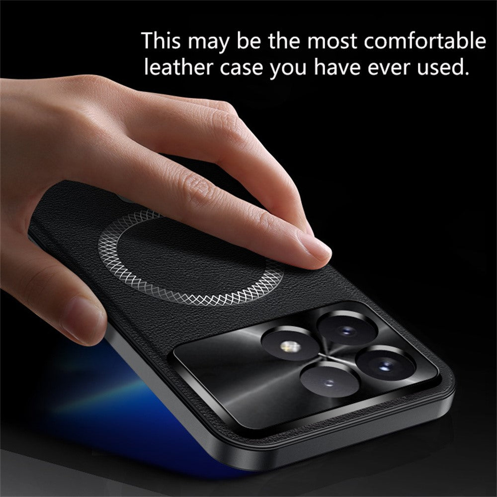 For Xiaomi Redmi K70 5G / Poco F6 Pro 5G Magnetic Case PU TPU PC Phone Back Cover with Metal Lens Frame