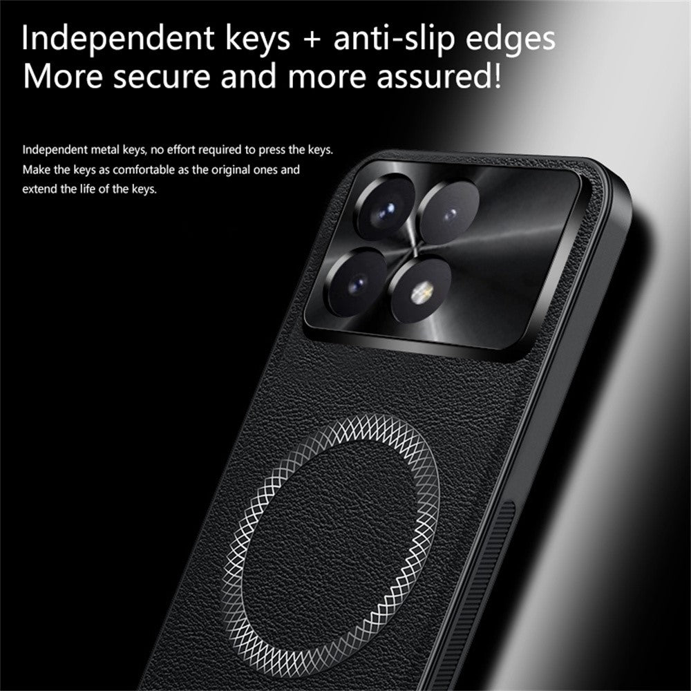 For Xiaomi Redmi K70 5G / Poco F6 Pro 5G Magnetic Case PU TPU PC Phone Back Cover with Metal Lens Frame