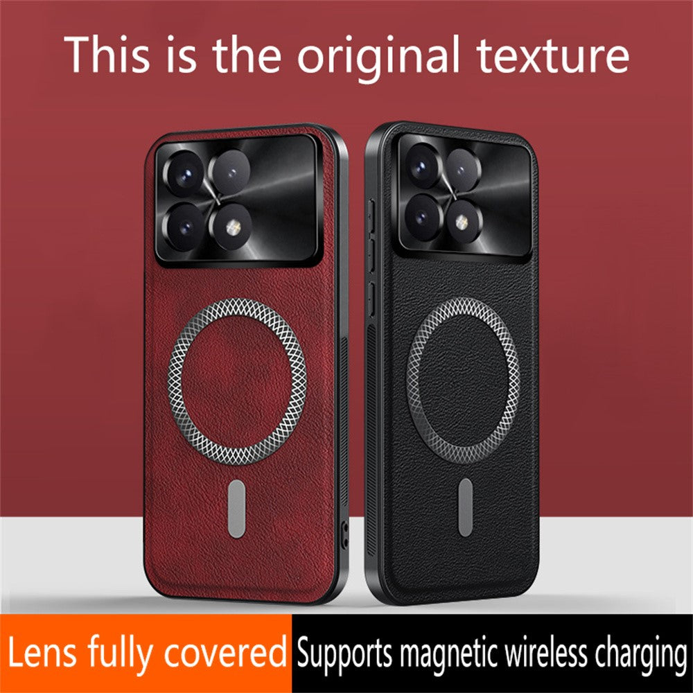 For Xiaomi Redmi K70 5G / Poco F6 Pro 5G Magnetic Case PU TPU PC Phone Back Cover with Metal Lens Frame