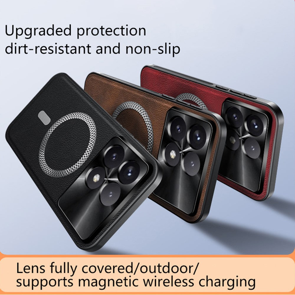 For Xiaomi Redmi K70 5G / Poco F6 Pro 5G Magnetic Case PU TPU PC Phone Back Cover with Metal Lens Frame