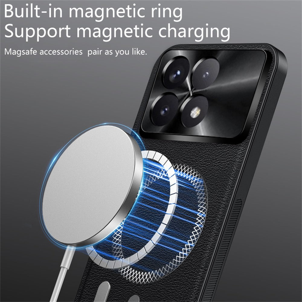 For Xiaomi Redmi K70E 5G / Poco X6 Pro 5G Magnetic Case PU TPU PC Phone Back Cover with Metal Lens Frame
