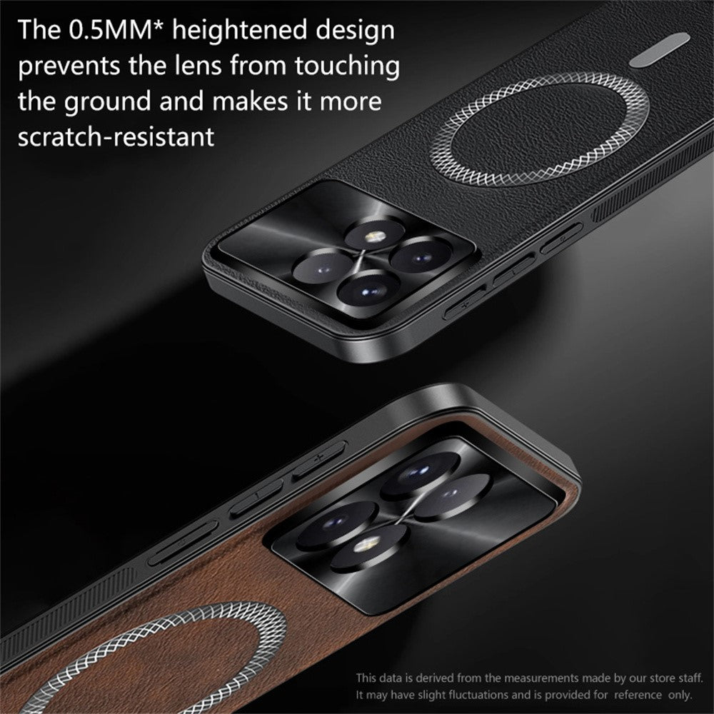 For Xiaomi Redmi K70E 5G / Poco X6 Pro 5G Magnetic Case PU TPU PC Phone Back Cover with Metal Lens Frame