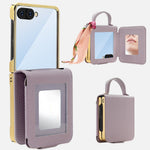 Til Samsung Galaxy Z Flip7 5G etui PU-læder + PC-håndtaske telefoncover med spejl