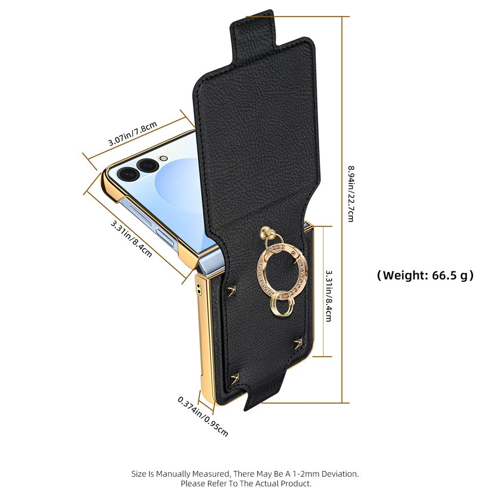 Til Samsung Galaxy Z Flip7 5G Etui PU + PC Beskyttende Telefoncover med Fingerholder