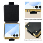 Til Samsung Galaxy Z Flip7 5G Etui PU + PC Beskyttende Telefoncover med Fingerholder