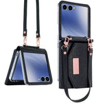 Til Samsung Galaxy Z Flip7 5G Pung-Etui PU + PC Stødsikkert Telefoncover med Håndrem