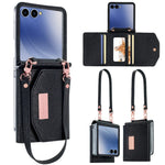 Til Samsung Galaxy Z Flip7 5G Pung-Etui PU + PC Stødsikkert Telefoncover med Håndrem