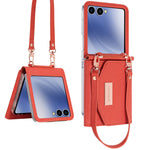 Til Samsung Galaxy Z Flip7 5G Pung-Etui PU + PC Stødsikkert Telefoncover med Håndrem