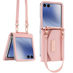 Til Samsung Galaxy Z Flip7 5G Pung-Etui PU + PC Stødsikkert Telefoncover med Håndrem