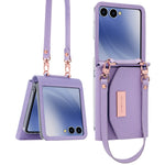 Til Samsung Galaxy Z Flip7 5G Pung-Etui PU + PC Stødsikkert Telefoncover med Håndrem