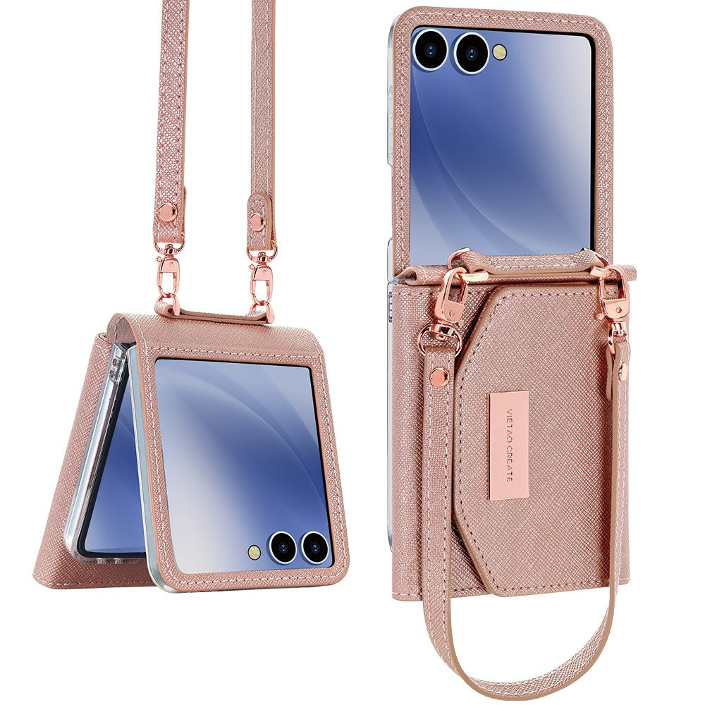 Til Samsung Galaxy Z Flip7 5G Pung-Etui PU + PC Stødsikkert Telefoncover med Håndrem
