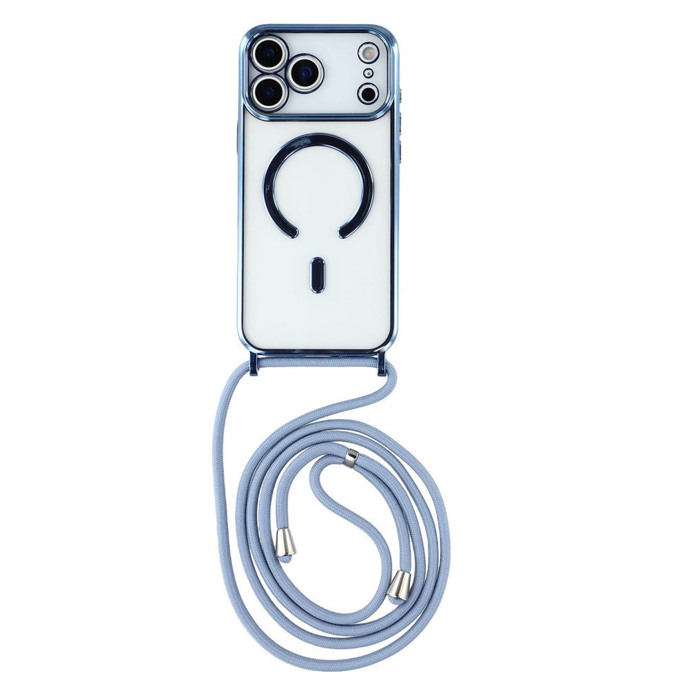 For iPhone 18 Pro Max / 17 Pro Max Case Compatible with MagSafe Electroplating Edge TPU Phone Cover with Shoulder Strap